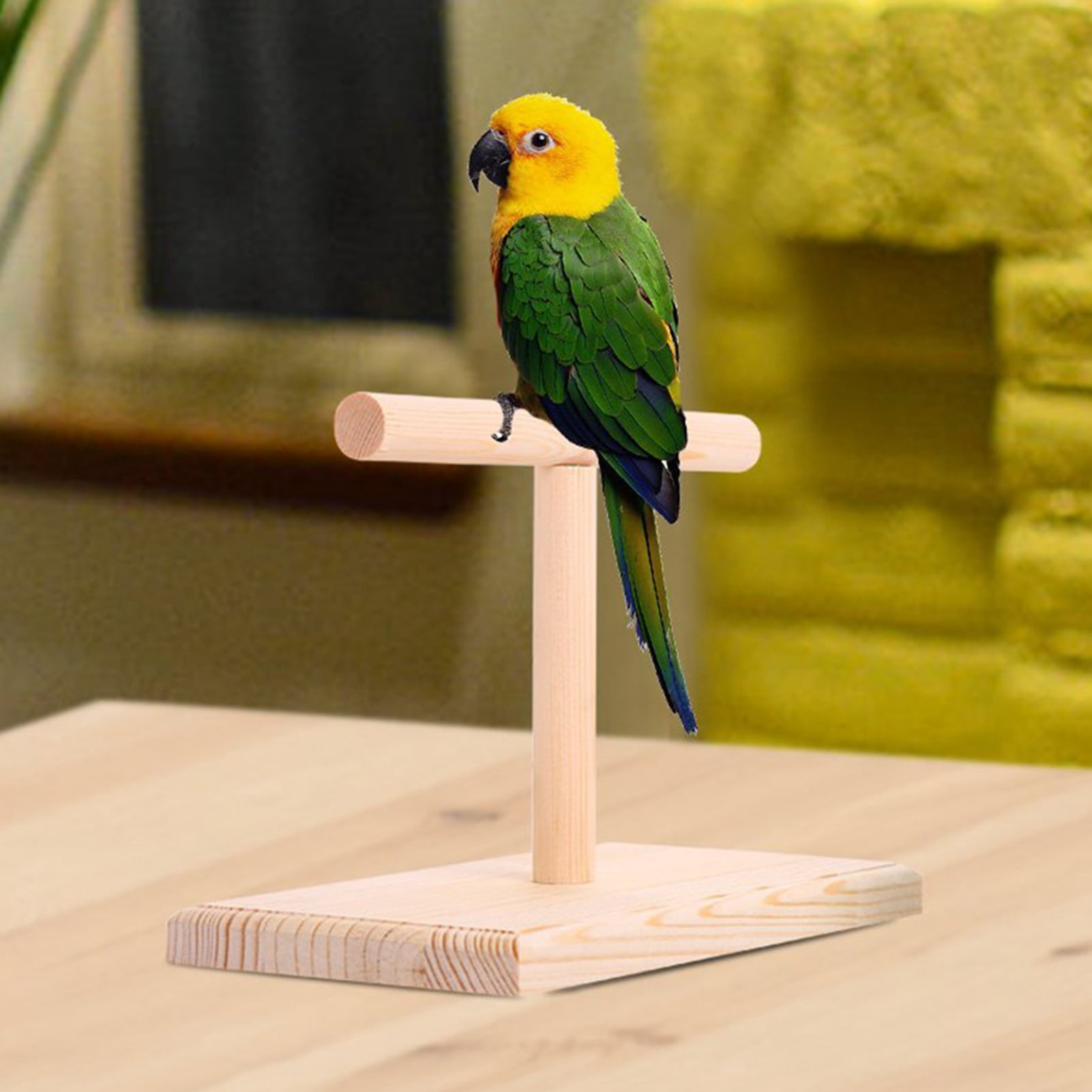 Portable Wood Bird Parrot Training Spin Perch Stand Playground Platform Toy Tren 