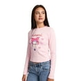thumbnail image 3 of Kuromi Character & Hearts Women's Cradle Pink Long Sleeve Baby Tee-XL, 3 of 5