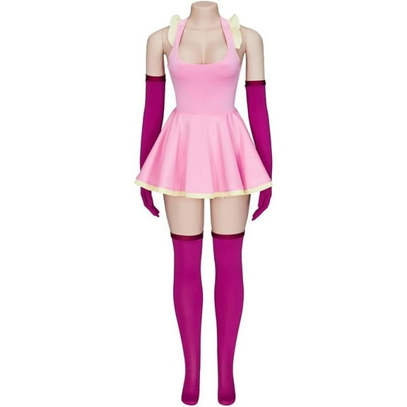 Pink MeMeMe-chan Themed Dress Outfit for Women Girls with Gloves and Stockings