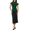 thumbnail image 2 of INSPIRAR CHIC Top de Mujer con Espalda en Llave para el Día de San Valentín, Manga Corta, Cuello Alto, Blusa Semi Transparente XL Verde, 2 of 6