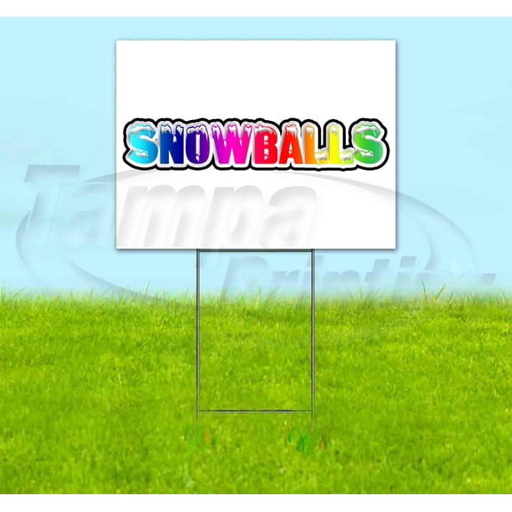 Rainbow Snowcaps Snowballs (18" X 24") Yard Sign, Includes Metal Step Stake