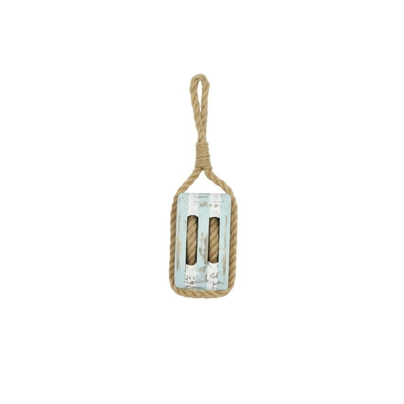 DecMode Blue Wood Pulley Sail Boat Wall Decor