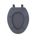 thumbnail image 3 of Elongated Vinyl Soft Adjustable Hinges Toilet Seat with Close Lid, Black, 3 of 5