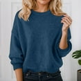 thumbnail image 2 of Fiaer Women's Sweater Oversized Crew Neck Knitted Pullover Long Sleeve Trendy Casual Comfort Warm Tops for Winter Navy S, 2 of 4