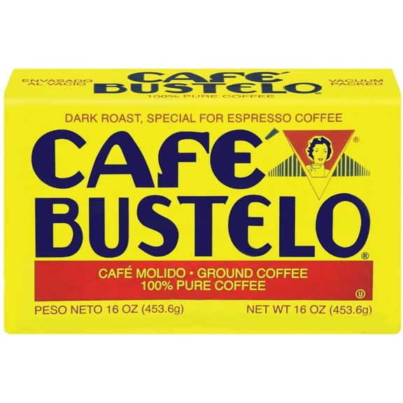 Café Bustelo Espresso Dark Roast Ground Coffee, Vacuum-Packed Brick 16 oz Bag