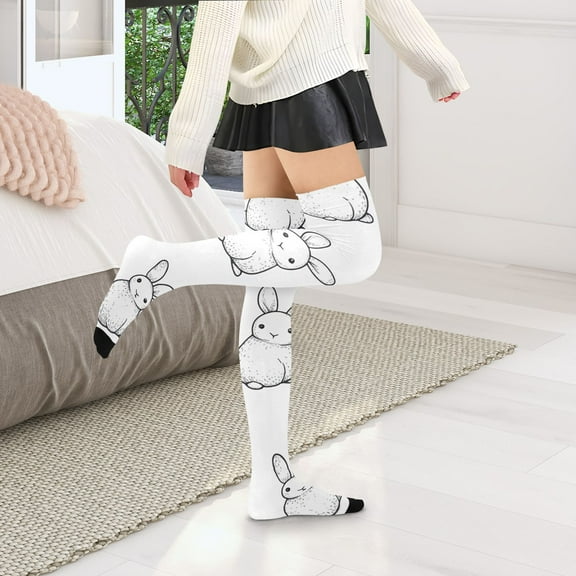 Bunny Rabbits Painting Womens Thigh High Stocks Over Knee High Socks Thigh Tigh Boot Stockings