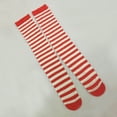 thumbnail image 3 of Bas Rouges Blancs de Noël Haut de Cuisse Rayés sur les Chaussettes de Genou pour les Femmes Filles - Taille Libre, 3 of 7