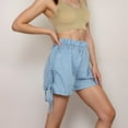 thumbnail image 3 of Women's Gingham Lounge Shorts with Elastic Waistband Adjustable Side Tie Details and Relaxed Casual Fit - Navy, Small, 3 of 7