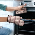 thumbnail image 2 of Brown Ethnic Stripe Pattern Kitchen Oven Mitt and Pot Holder Sets 2 Pcs for Baking, Cooking and Grilling, Heat Resistant Up To 392 °F, 2 of 7