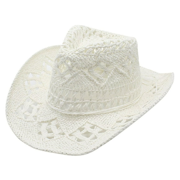 WTXUE Summer Western Cowboy Hat Shapeable Hat Hollowed Out Sun Hat Classic Fit Hats (Men's)