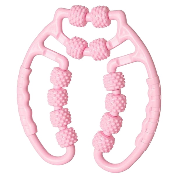 Rodillo de para piernas, abrazaderas circulares para piernas, 12 ruedas, herramienta de para relajación muscular, rodillo para piernas, Rosa