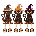thumbnail image 2 of MInHoues 3 Pcs Halloween Wooden Cat Table Decorations, Black Cat with Witch Hat Dangling Legs Tabletop Decor, Rustic Tiered Tray Centerpieces for Fall Mantel Shelf Home Display Art, 2 of 7