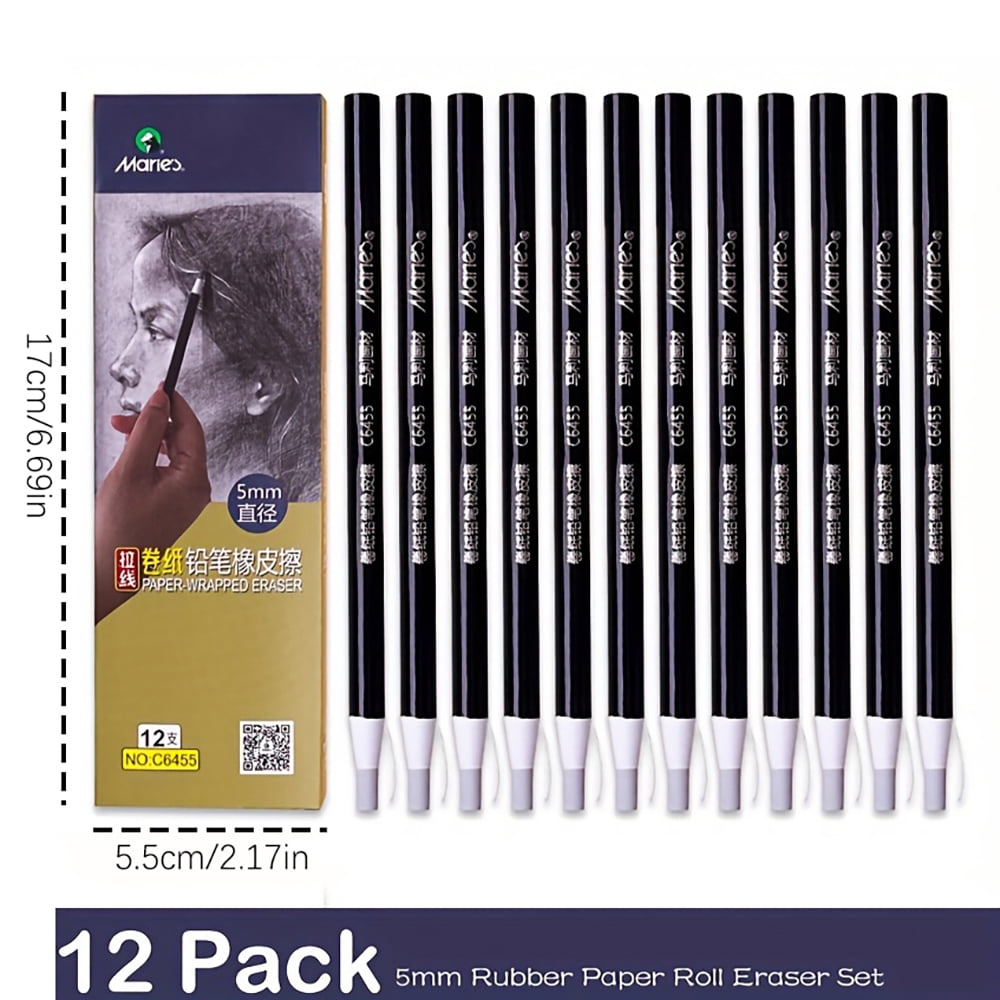 Paper Roll Eraser 5mm + 7mm, Pencil Eraser Pen with Pull String, Precision Highlight Eraser for Drafting Drawing Sketching Art Supplies