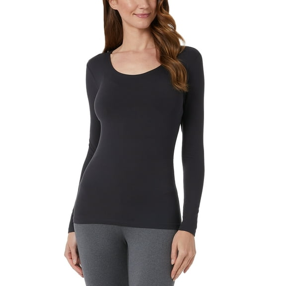 32 Degrees Women's Cozy Heat Scoop Neck Top Black Size Medium