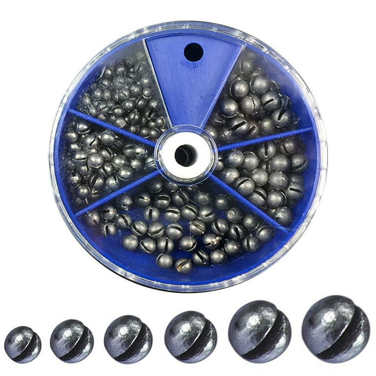 205pcs Fishing Weights Sinkers With Storage Box 5 Sizes Assortment Box  Fishing Accessories (0.2g/0.28g/0.38g/0.5g/0.8g)