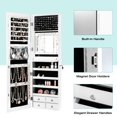 thumbnail image 6 of Giantex LED Strip Jewelry Armoire, Wall/Door Mounted Jewelry Organizer w/Full Length Mirror & Large Storage Space, White, 6 of 8