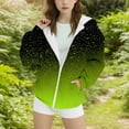 thumbnail image 2 of AINIYS Hooded Sweatshirt Full Zip Up Jacket with Pocket Long Sleeve Warm Fleece Hoodies Fashion ink splash Sweatshirt Boys and Girls Green 10-11Years, 2 of 4
