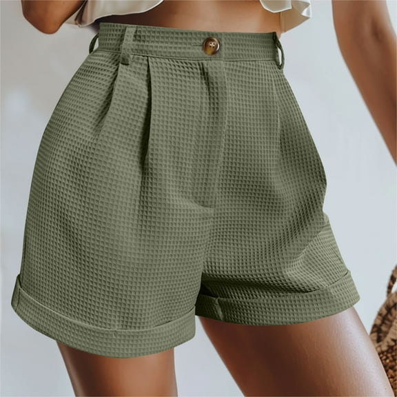 Xixinqiwan Women's Twill Shorts Relaxed Casual High Waist Pocketed Denim Shorts Button Dressy Work Short with Pockets Athletic Breathable Sports Shorts