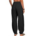 thumbnail image 2 of Women's Casual Cotton Linen Pants Elastic Waistband Beach Yoga Baggy Trousers, 2 of 5