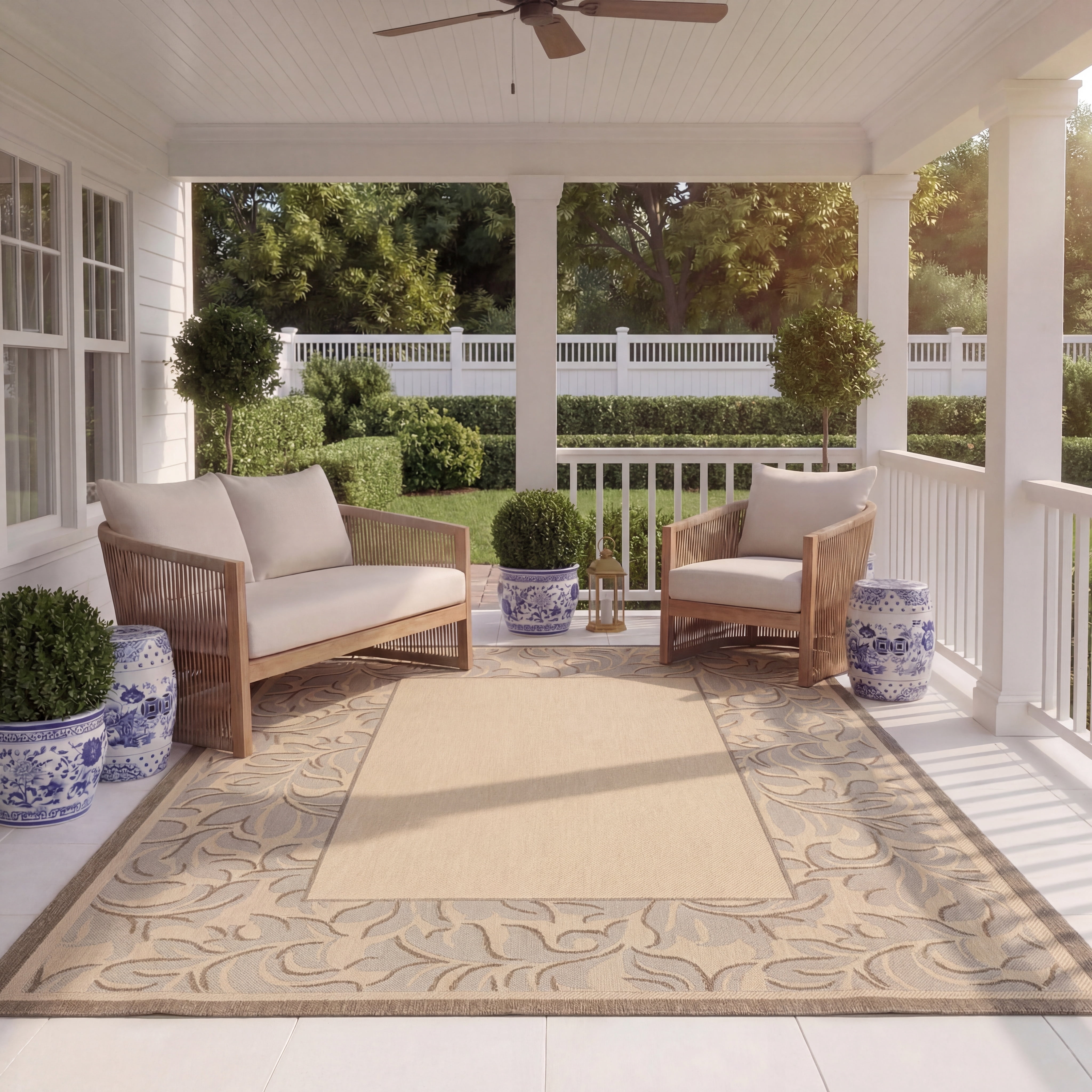 Safavieh Courtyard Steve Oriental Indoor/Outdoor Area Rug, Natural/Brown, 5'3" x 7'7"