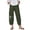 A-Green347, variant on Women Pants Dandelion Print 7/8 Length Balloon Drawstring Irregular Wrap Hem Loose Ankle Pants Vacation Casual Trousers