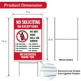 thumbnail image 2 of No Solicitation Sign, 18" x 9" with H Metal Stakes, Funny Decor for Home House Yard Residence, No Excuses, No Exceptions Do Not Ring Bell No Knock Sign, 2 of 6