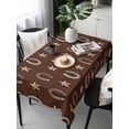 thumbnail image 2 of Brown Horseshoe Rectangle Tablecloth, Western Country Star Vintage Waterproof & StainResistant Tablecloth, Washable Oil-proof Table Cover for Dining/Party/Wedding/Camping/Buffet 54x108 In, 2 of 9