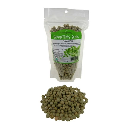 Certified Organic Dried Green Pea Sprouting Seed - 8 Oz - Handy Pantry Brand - Green Pea for Sprouts, Garden Planting, Cooking, Soup, Emergency Food Storage, Vegetable