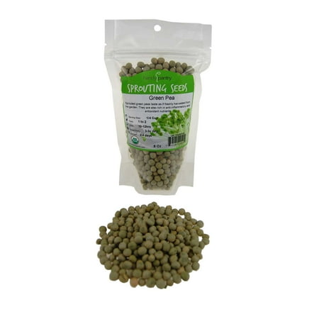 Certified Organic Dried Green Pea Sprouting Seed - 8 Oz - Handy Pantry Brand - Green Pea for Sprouts, Garden Planting, Cooking, Soup, Emergency Food Storage, Vegetable Gardening