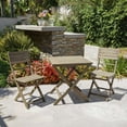thumbnail image 4 of GDF Studio Rabion Outdoor Acacia Wood 3 Piece Folding Bistro Set, Gray, 4 of 12