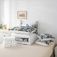 thumbnail image 5 of Butterfly Flowers Bed in a Bag Queen Comforter Set 7 Piece,Blue Grey Ombre Art Oil Painting Floral Bedding Sets Rustic Aesthetic Animal Daisy Flower Sheet Set with Comforter, 5 of 5