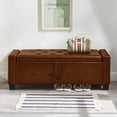 thumbnail image 2 of GZXS 48" W Storage Ottoman Bench, Brown PU Upholstered Button-Tufted Entryway Bench for Living Room, Bedroom, Hallway, 2 of 9