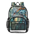 thumbnail image 2 of PVC Transparent Backpack Stylish & Durable Clear Backpack Perfect for School, Travel and Outings Stained Glass Dragon, 2 of 7
