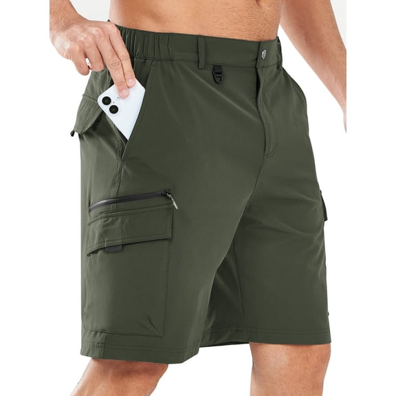 NORTHYARD Men's and Big Men's Cargo Shorts 9" Hiking Camping Golf Short Casual Travel Work Outdoor UPF 50 Multipocket for Men Armygreen 4XL