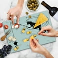 thumbnail image 4 of Modern Cutting Board, Cat Fishing with Long Tail Sitting on the Moon Among Starry Sky Humor Sketch Art, Decorative Tempered Glass Cutting and Serving Board, Large Size, Black White, by Ambesonne, 4 of 5