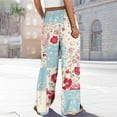 thumbnail image 4 of BiZtdJrK High Waisted Wide Leg Pants for Women Boho Printed Drawstring Loose Casual Pants Flowy Beach Vacation Pants with Pockets Pink S, 4 of 10