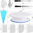 thumbnail image 2 of 15PCS Cake Turntable, Cake Turntable Set 1 28CM/11Inch Turntable, 2 Spatulas, 4 Scrapers, 6 Nozzles, 1 Pocket, 1 Coupler, 15PCS Cake Turntable, 2 of 5