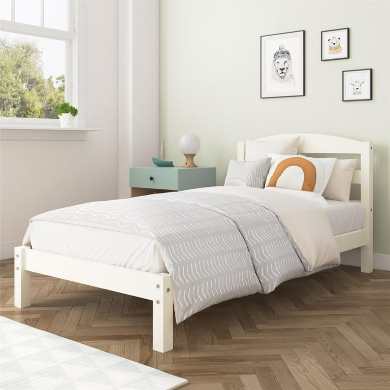 Better Homes Gardens Leighton Bed Frame with Signature Sleep Tranquil 8 Inch Pocket Spring Mattress Twin White