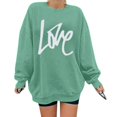thumbnail image 2 of Tisuna Oversized Crewneck Sweatshirt For Women Love Letter Print Long Sleeve Pullover Tops Fashion Comfortable Ladies Valentine'S Loose Fit Outfits Green Size Xl, 2 of 5