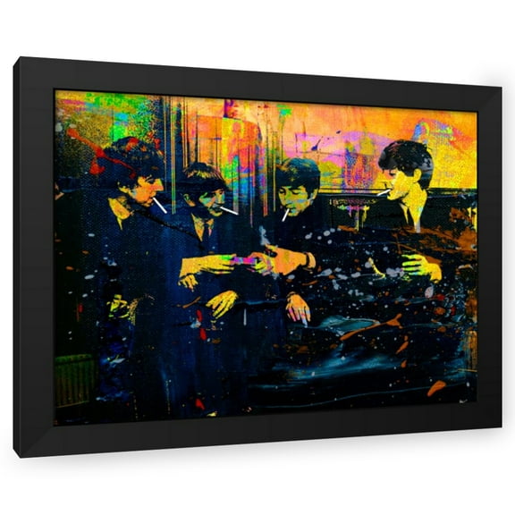 Stephen Chambers 24x19 Black Modern Wood Framed Wall Art Titled - Smoking Beatles