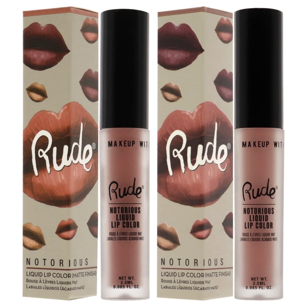 Kit de color de labios líquido Notorious Rich Long de Rude Cosmetics para mujeres: kit de 2 piezas, 2 colores de labios de 0,1 oz: Below the Belt, False Hope