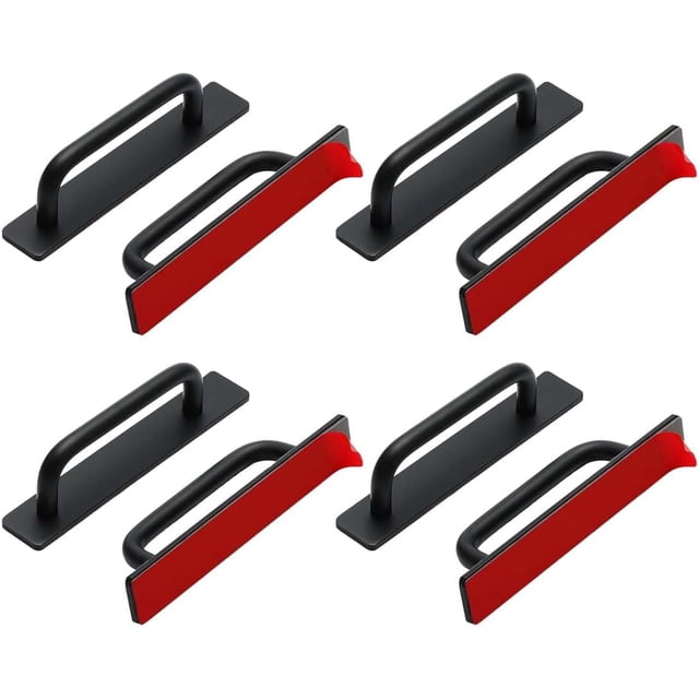 Tiradores para Cajones sin Taladro, 8 Piezas Jaladeras para Cajones Autoadhesivos, Agarraderas para Cajones Negro, Adecuado para Armarios, Puertas, Baño, Cocina Jaladeras