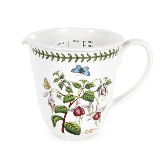Portmeirion Botanic Garden 30oz Measuring Jug | Fuchsia Motif | Fine Porcelain | Chip-Resistant Glaze | Dishwasher, Microwave, Freezer, Oven Safe | Ideal for Baking and Cooking