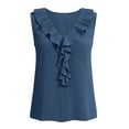 thumbnail image 7 of Iyufng Women's V Neck Front Ruffle Sleeveless Tank Top Loose Solid Office Elegant Casual Blouse, 7 of 7