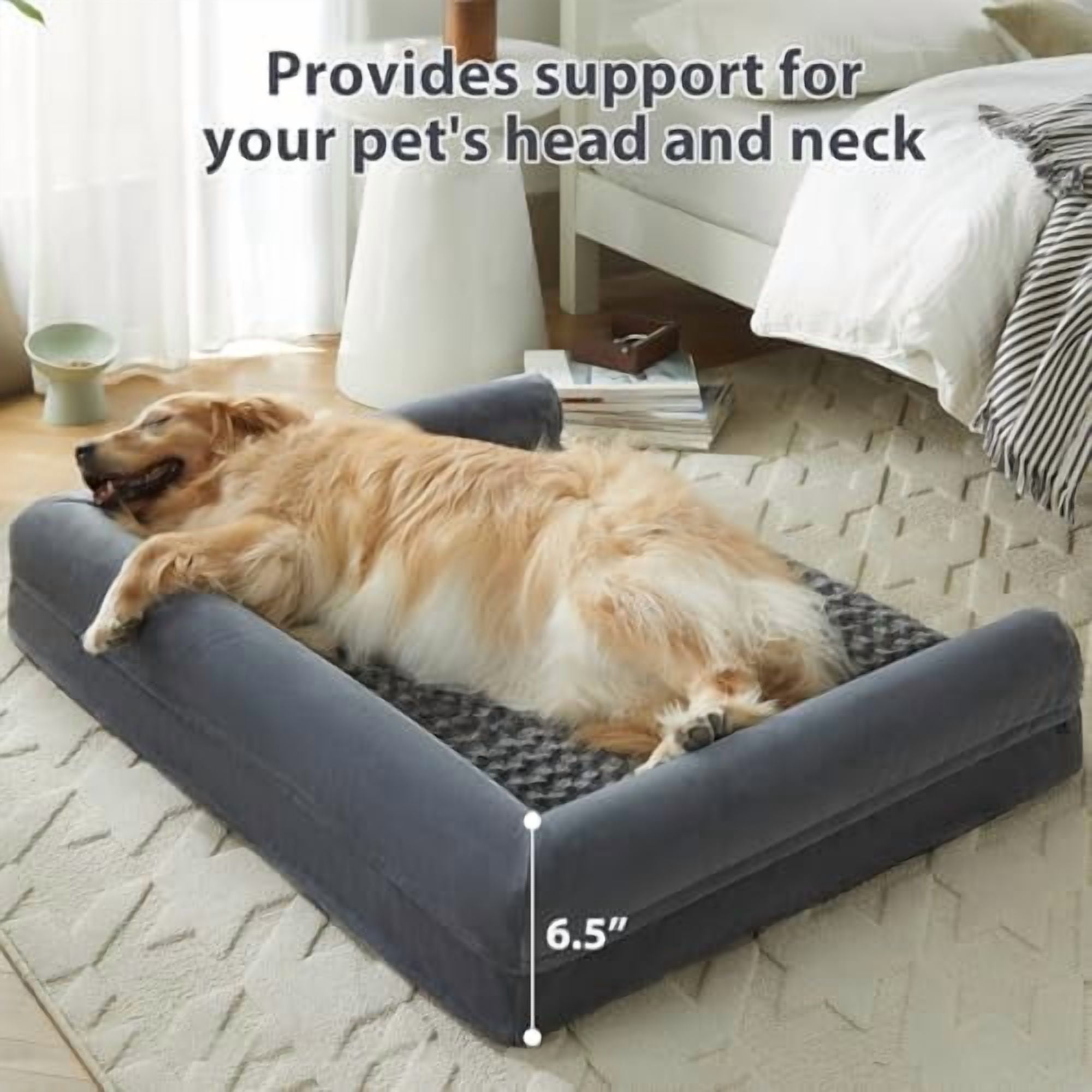 Dog Beds for Large Dogs, Orthopedic Dog Bed for Medium Large Dogs,Big Waterproof Couch Pet Bed with Removable Washable Cover Dark Grey,36"L x 27"W x 6.5"Th