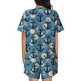 thumbnail image 6 of Fuzoiu Anchors Print Women's Short-Sleeved Pajama Set,Lounge Sleepwear Set,Womens Pajama Sets 2 Piece,Button-Up Top and Shorts with Pockets-Large, 6 of 7