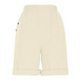 thumbnail image 5 of Horkkom Linen Shorts for Women Summer Elastic Waist Bermuda Shorts Casual Solid Color Button Beach Pants with Pockets Beige 2XL, 5 of 6
