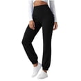 thumbnail image 6 of BRELIL Women's High Waisted Jogger Pants with Pockets Solid Casual Active Long Lounge Pants Athletic Workout Fall Winter Comfort Trousers, Black L, 6 of 7