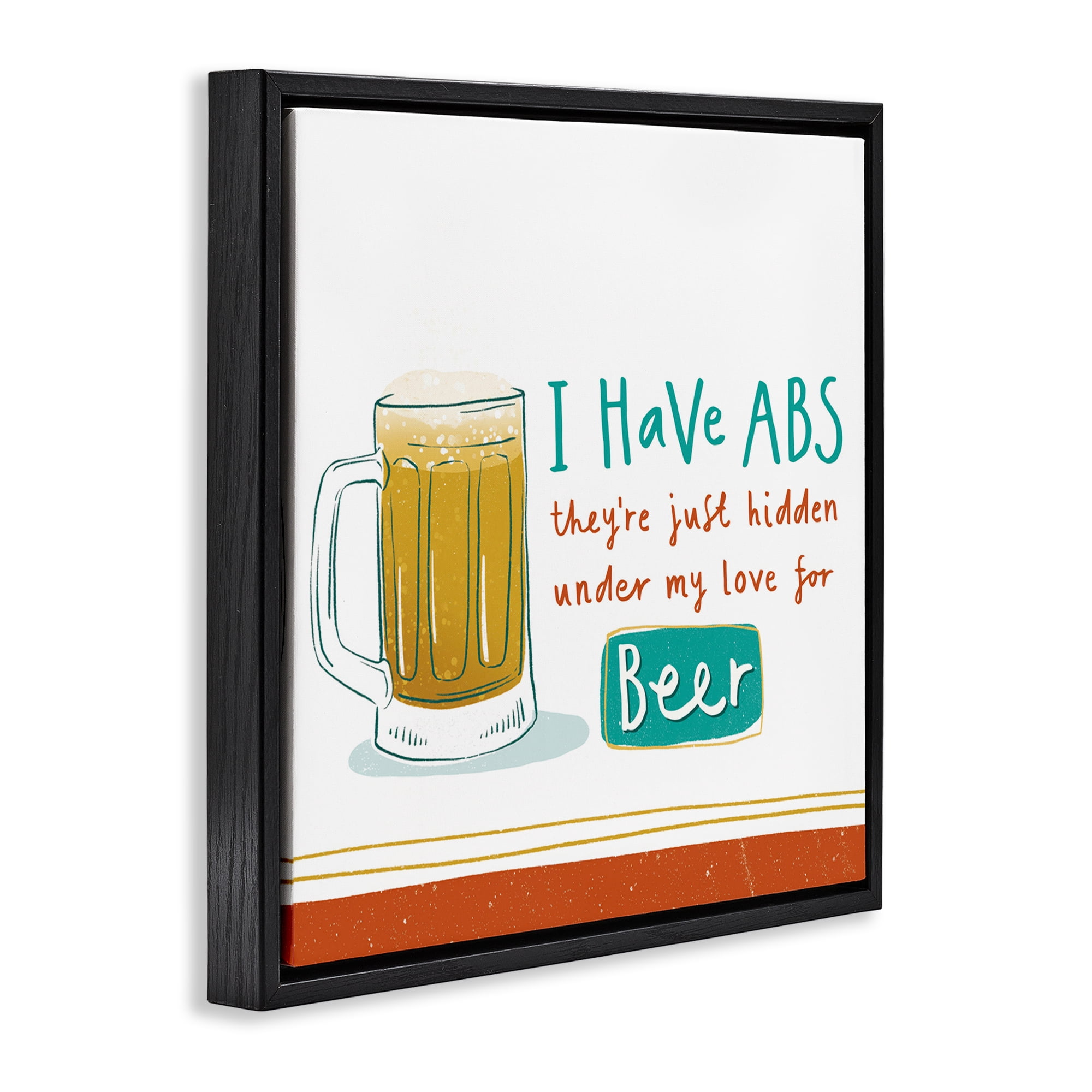 Stupell Industries Funny Beer Phrase Food & Beverage Painting Black Floater Framed Canvas Art Print Wall Art, 18 x 18