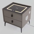 thumbnail image 4 of Smart Nightstand with Charging Station, Adjustable LED, Bluetooth Speaker, USB Ports, Fingerprint Lock, Bed Side Tables Bedroom Nightstand with Drawers for Bedroom (Dark Grey, 2-Drawer), 4 of 8